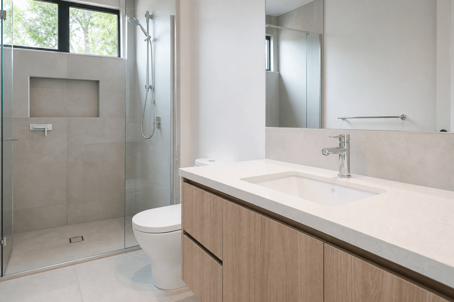 Bathroom glass and fittings cleaned for bond inspection