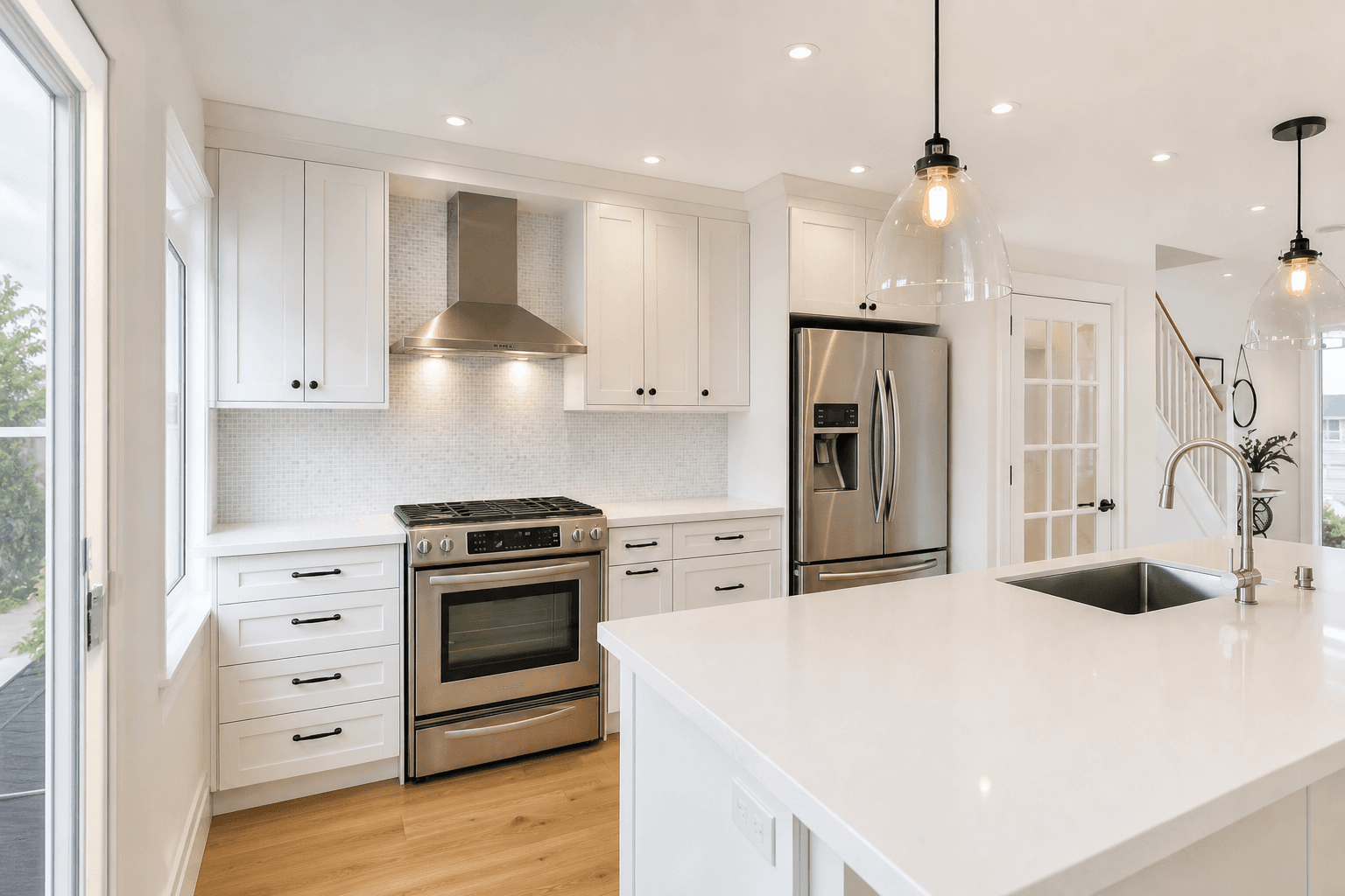 Vacant kitchen cleaned for inspection