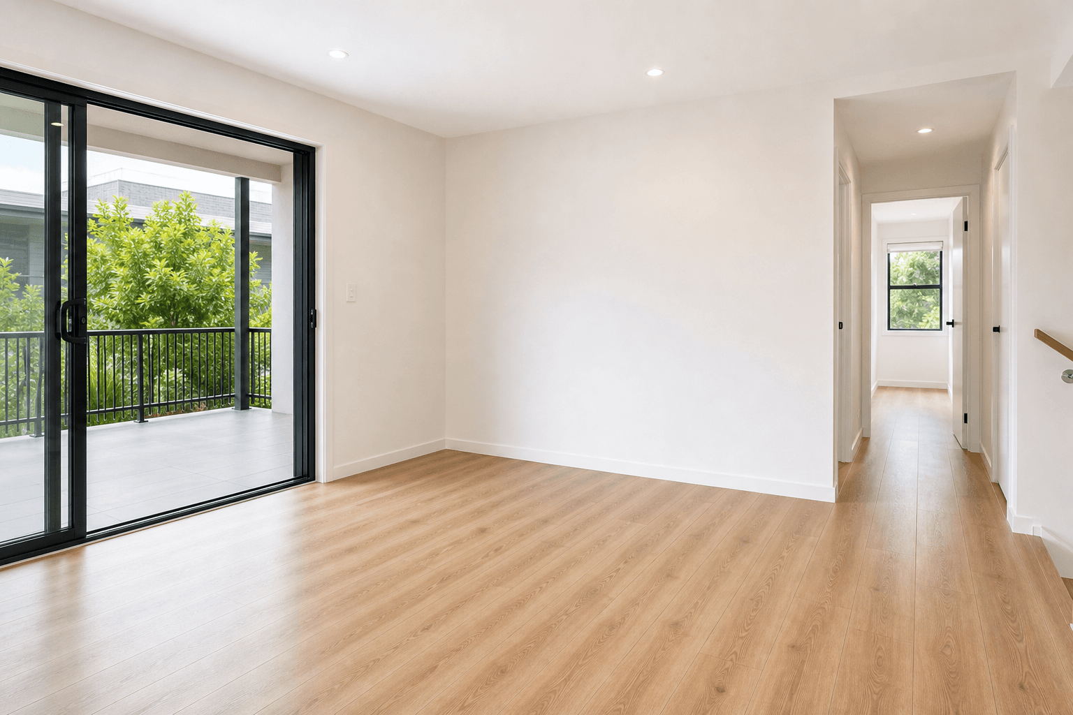 Clean rental living area prepared for final inspection
